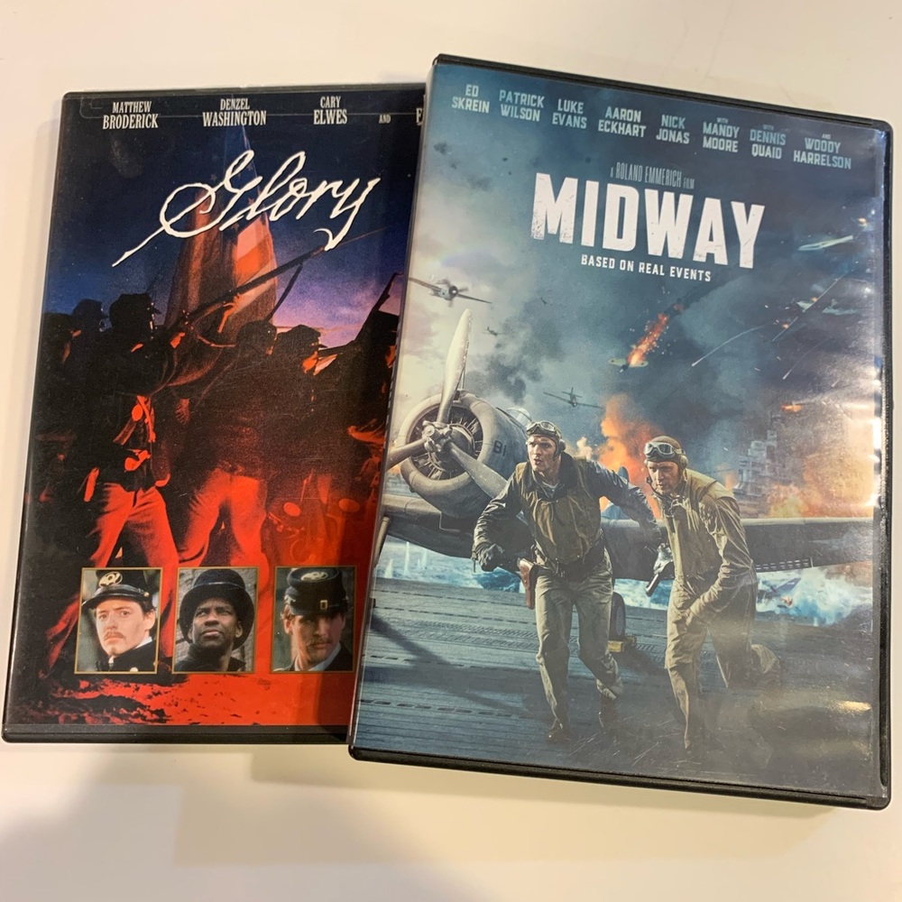 Bundle / 3 War DVDS. Glory, Midway, Pearl Harbor (2 discs)